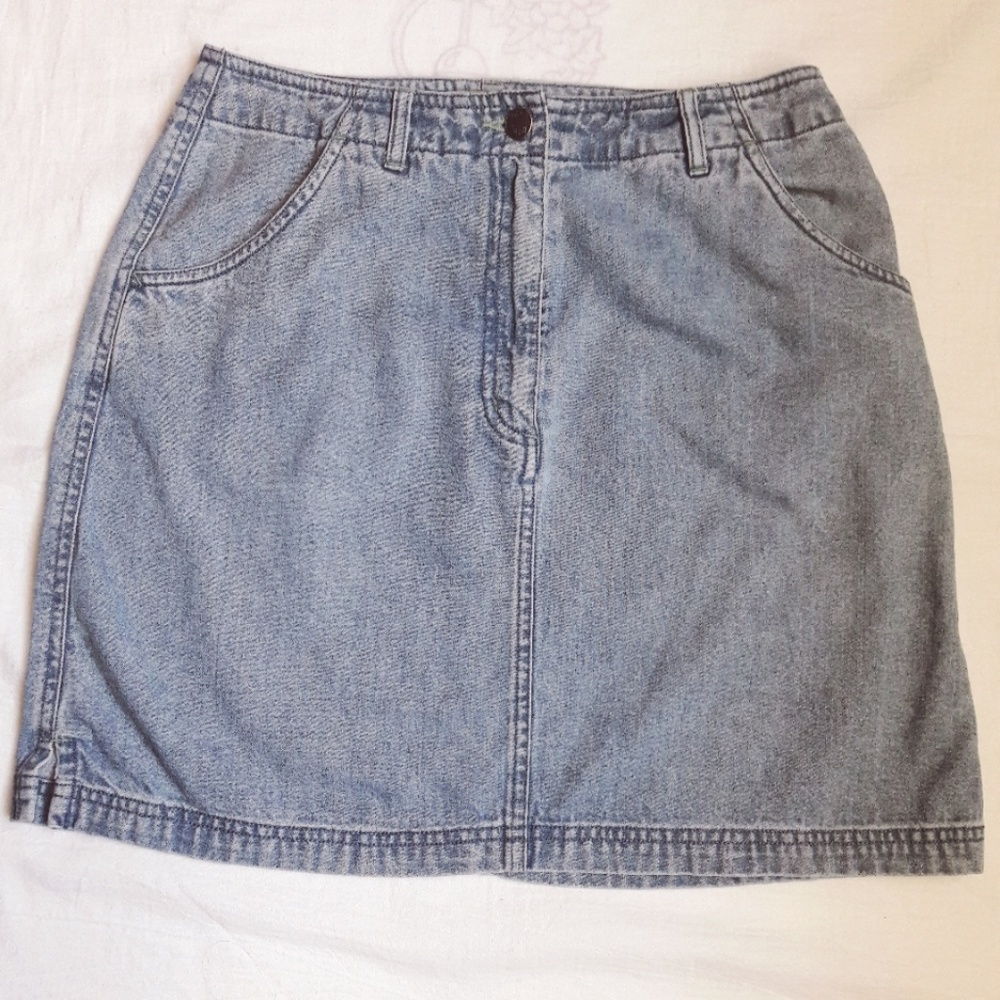 J.Jill Blue Denim Mini Skirt A Line Soft Button 6P